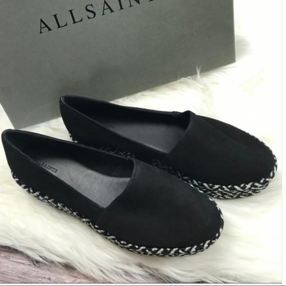 Allsaints suede woven platform espadrilles